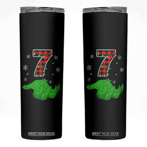 Number 7 Matching 67 Christmas Skinny Tumbler Red Plaid Xmas Pajamas Holiday Gen Alpha Slang Meme TS10 Black Print Your Wear