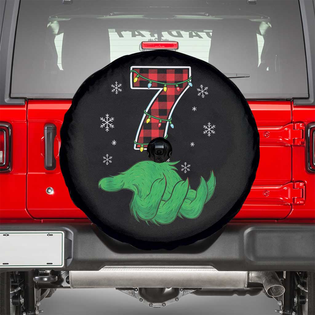 Number 7 Matching 67 Christmas Spare Tire Cover Red Plaid Xmas Pajamas Holiday Gen Alpha Slang Meme TS10 Black Print Your Wear