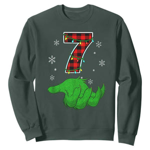 Number 7 Matching 67 Christmas Sweatshirt Red Plaid Xmas Pajamas Holiday Gen Alpha Slang Meme TS10 Dark Forest Green Print Your Wear