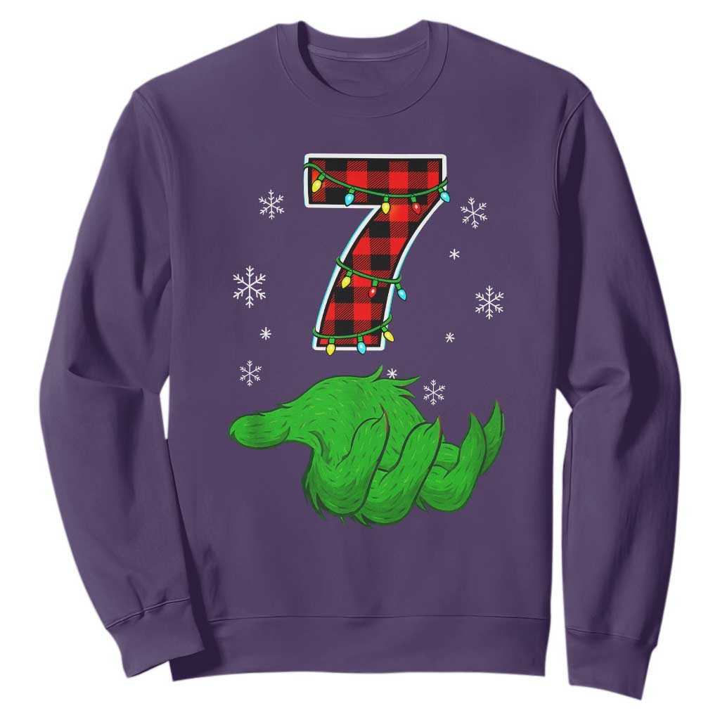 Number 7 Matching 67 Christmas Sweatshirt Red Plaid Xmas Pajamas Holiday Gen Alpha Slang Meme TS10 Purple Print Your Wear
