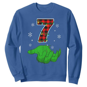 Number 7 Matching 67 Christmas Sweatshirt Red Plaid Xmas Pajamas Holiday Gen Alpha Slang Meme TS10 Royal Blue Print Your Wear