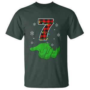 Number 7 Matching 67 Christmas T Shirt Red Plaid Xmas Pajamas Holiday Gen Alpha Slang Meme TS10 Dark Forest Green Print Your Wear