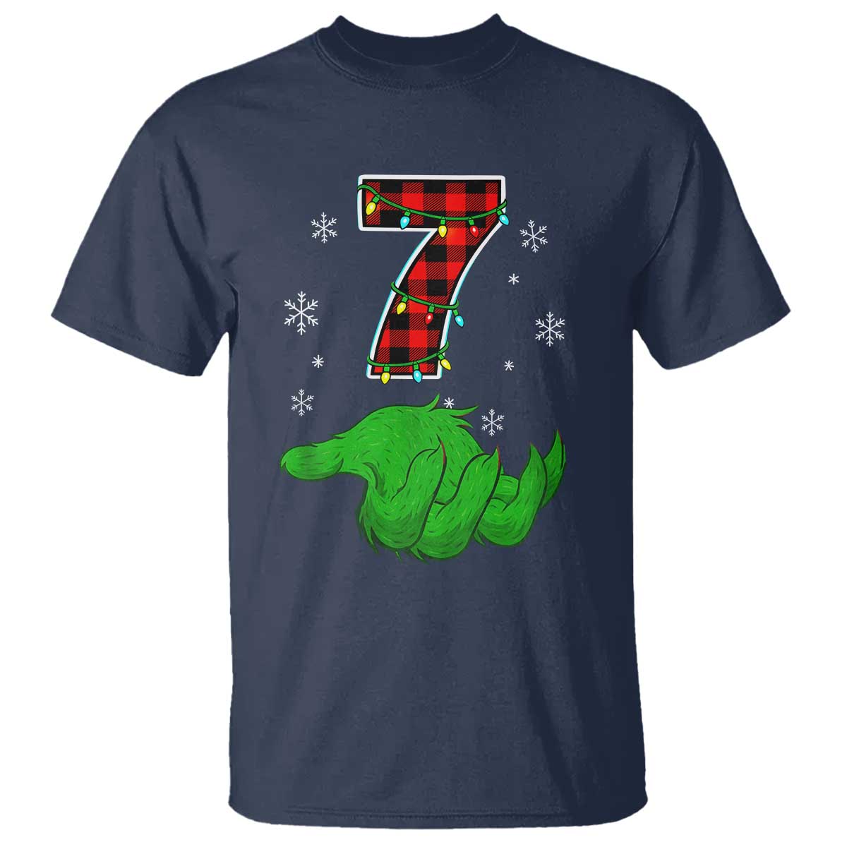 Number 7 Matching 67 Christmas T Shirt Red Plaid Xmas Pajamas Holiday Gen Alpha Slang Meme TS10 Navy Print Your Wear