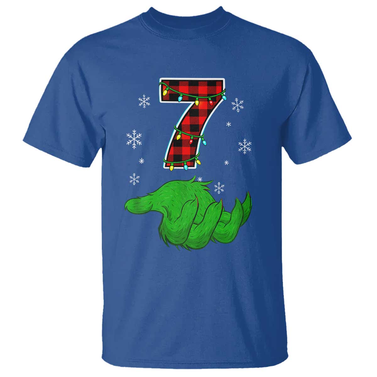 Number 7 Matching 67 Christmas T Shirt Red Plaid Xmas Pajamas Holiday Gen Alpha Slang Meme TS10 Royal Blue Print Your Wear