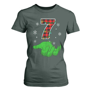 Number 7 Matching 67 Christmas T Shirt For Women Red Plaid Xmas Pajamas Holiday Gen Alpha Slang Meme TS10 Dark Forest Green Print Your Wear