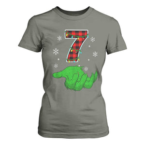 Number 7 Matching 67 Christmas T Shirt For Women Red Plaid Xmas Pajamas Holiday Gen Alpha Slang Meme TS10 Military Green Print Your Wear