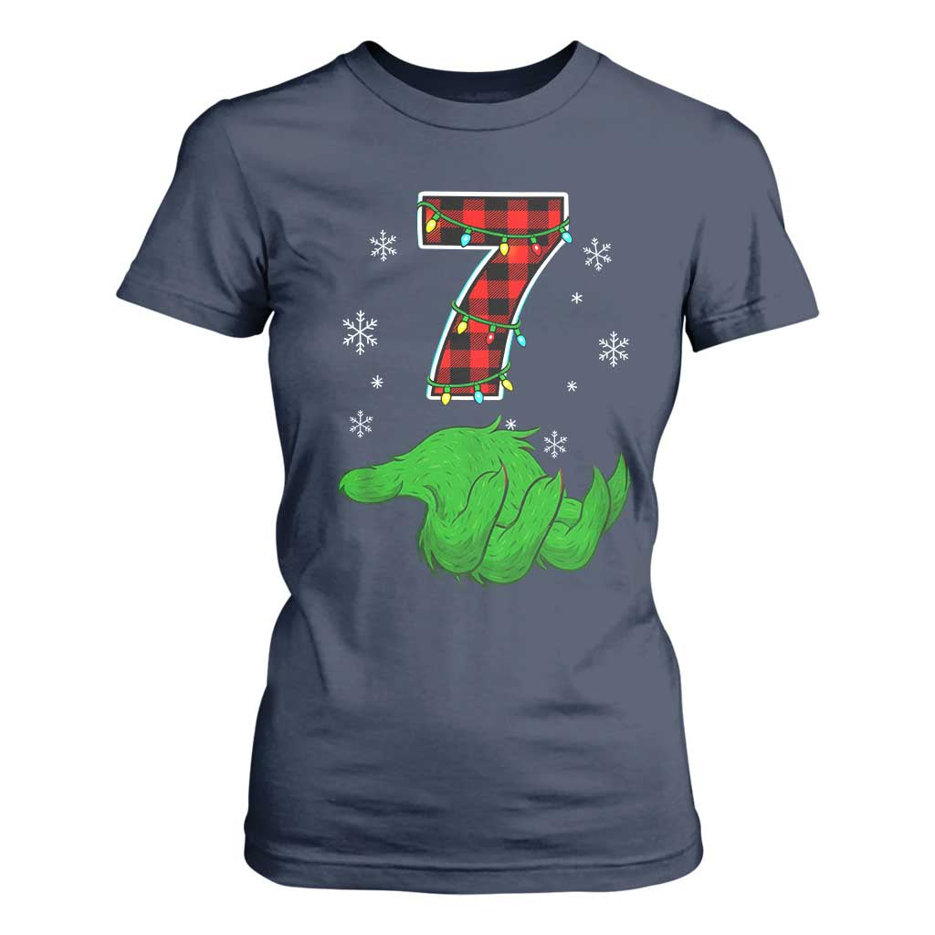 Number 7 Matching 67 Christmas T Shirt For Women Red Plaid Xmas Pajamas Holiday Gen Alpha Slang Meme TS10 Navy Print Your Wear