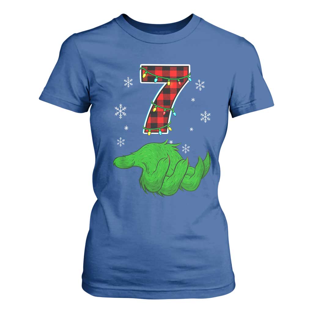 Number 7 Matching 67 Christmas T Shirt For Women Red Plaid Xmas Pajamas Holiday Gen Alpha Slang Meme TS10 Royal Blue Print Your Wear