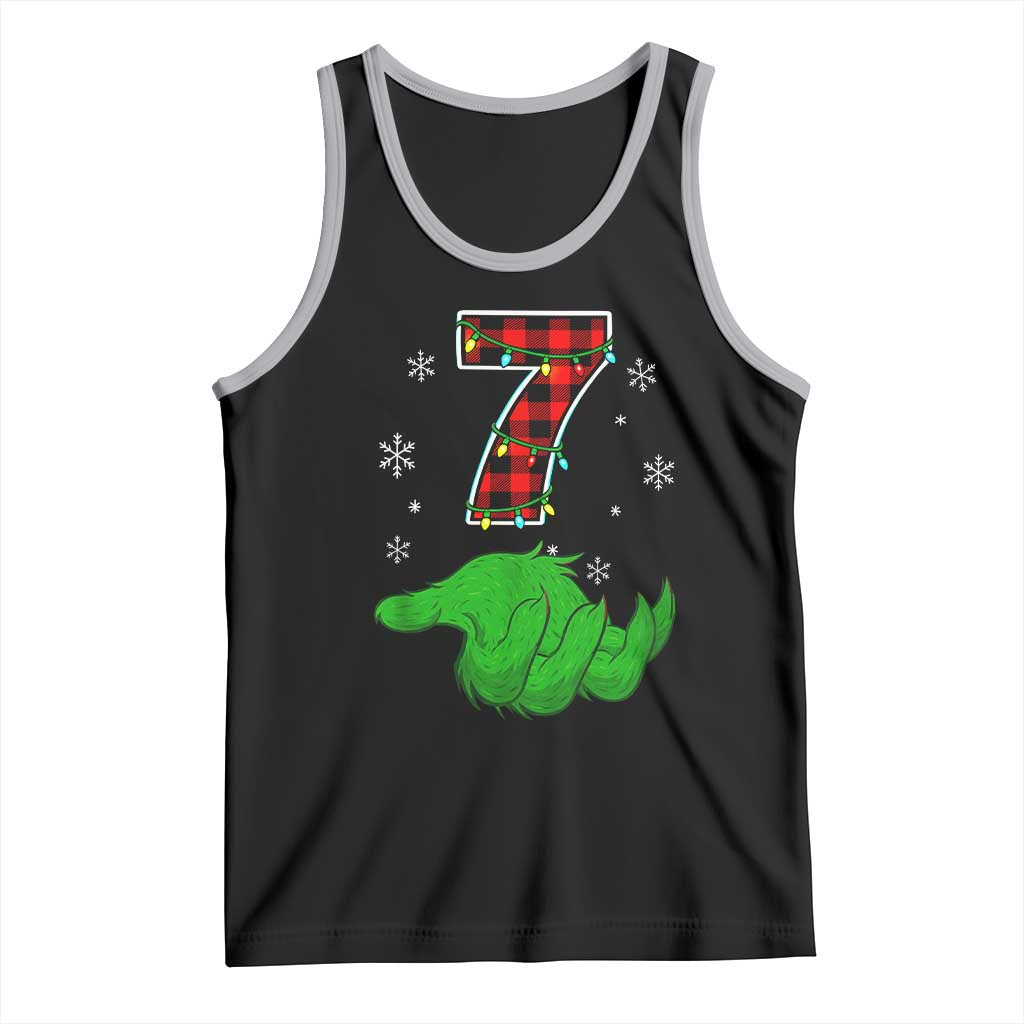 Number 7 Matching 67 Christmas Tank Top Red Plaid Xmas Pajamas Holiday Gen Alpha Slang Meme TS10 Black Athletic Heather Print Your Wear