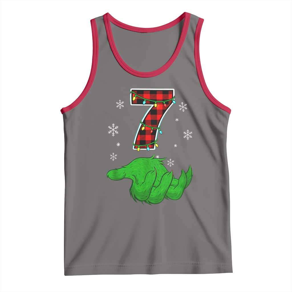 Number 7 Matching 67 Christmas Tank Top Red Plaid Xmas Pajamas Holiday Gen Alpha Slang Meme TS10 Deep Heather Red Print Your Wear