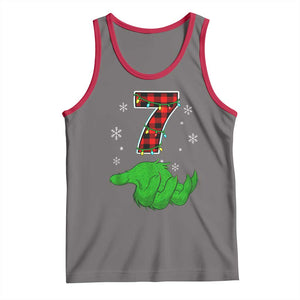 Number 7 Matching 67 Christmas Tank Top Red Plaid Xmas Pajamas Holiday Gen Alpha Slang Meme TS10 Deep Heather Red Print Your Wear