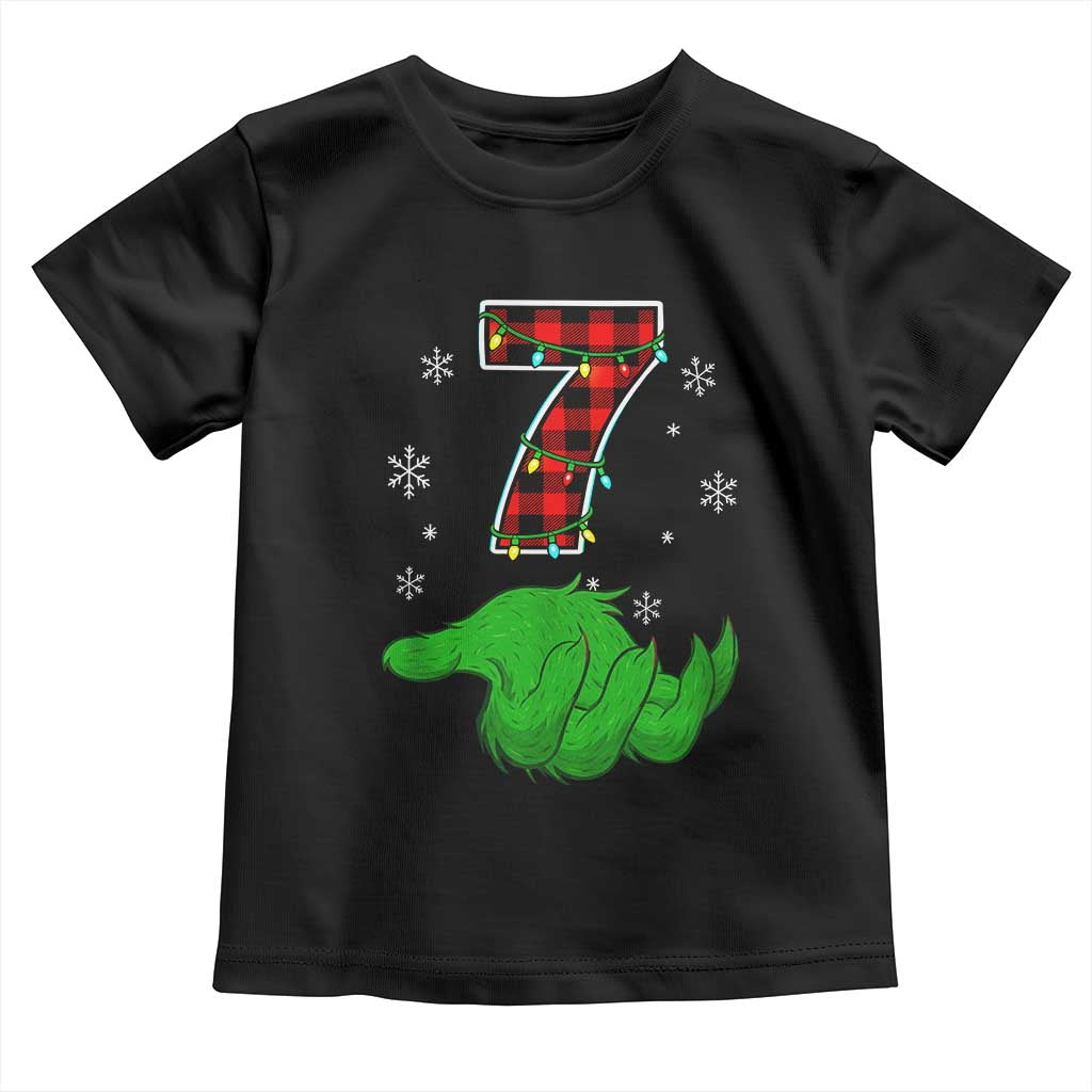Number 7 Matching 67 Christmas Toddler T Shirt Red Plaid Xmas Pajamas Holiday Gen Alpha Slang Meme TS10 Black Print Your Wear