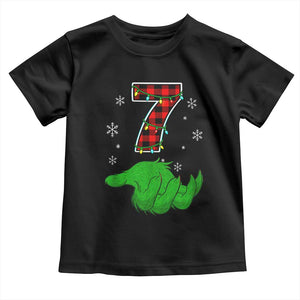 Number 7 Matching 67 Christmas Toddler T Shirt Red Plaid Xmas Pajamas Holiday Gen Alpha Slang Meme TS10 Black Print Your Wear