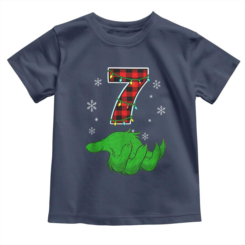 Number 7 Matching 67 Christmas Toddler T Shirt Red Plaid Xmas Pajamas Holiday Gen Alpha Slang Meme TS10 Navy Print Your Wear
