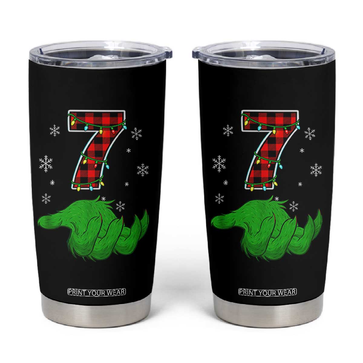 Number 7 Matching 67 Christmas Tumbler Cup Red Plaid Xmas Pajamas Holiday Gen Alpha Slang Meme TS10 Black Print Your Wear