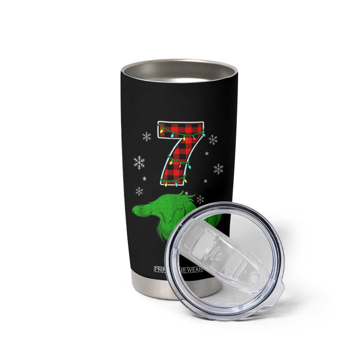 Number 7 Matching 67 Christmas Tumbler Cup Red Plaid Xmas Pajamas Holiday Gen Alpha Slang Meme TS10 Print Your Wear