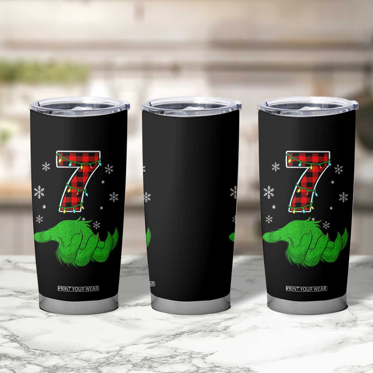 Number 7 Matching 67 Christmas Tumbler Cup Red Plaid Xmas Pajamas Holiday Gen Alpha Slang Meme TS10 Print Your Wear