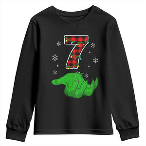 Number 7 Matching 67 Christmas Youth Sweatshirt Red Plaid Xmas Pajamas Holiday Gen Alpha Slang Meme TS10 Black Print Your Wear