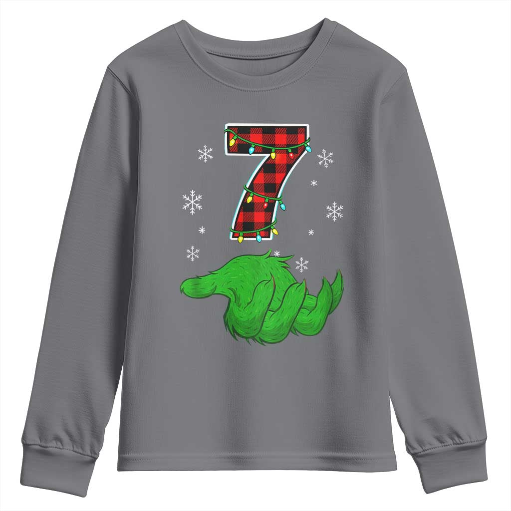 Number 7 Matching 67 Christmas Youth Sweatshirt Red Plaid Xmas Pajamas Holiday Gen Alpha Slang Meme TS10 Charcoal Print Your Wear