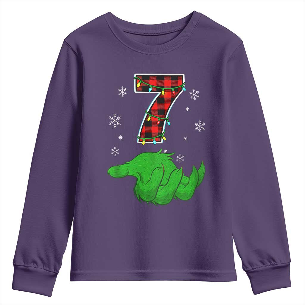 Number 7 Matching 67 Christmas Youth Sweatshirt Red Plaid Xmas Pajamas Holiday Gen Alpha Slang Meme TS10 Purple Print Your Wear