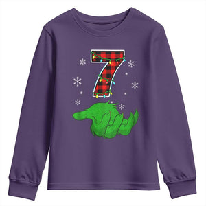 Number 7 Matching 67 Christmas Youth Sweatshirt Red Plaid Xmas Pajamas Holiday Gen Alpha Slang Meme TS10 Purple Print Your Wear