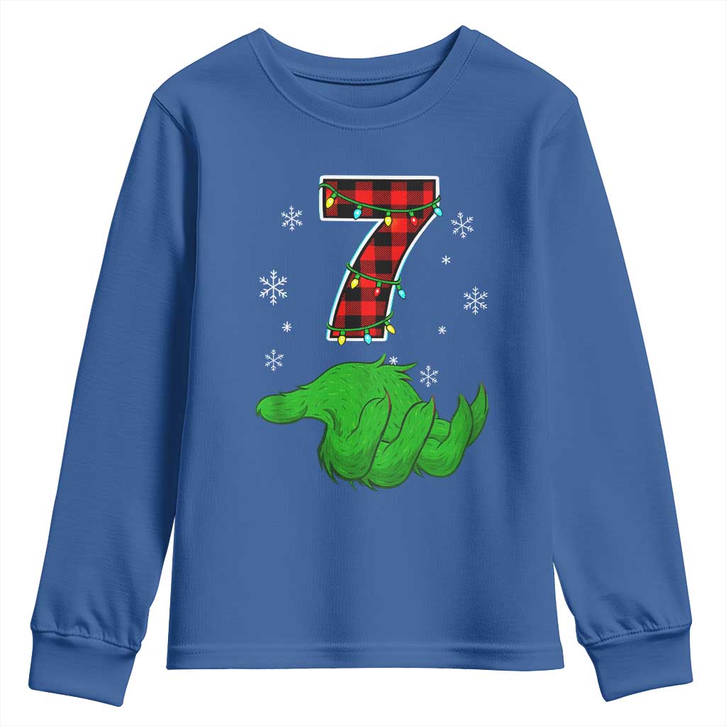 Number 7 Matching 67 Christmas Youth Sweatshirt Red Plaid Xmas Pajamas Holiday Gen Alpha Slang Meme TS10 Royal Blue Print Your Wear