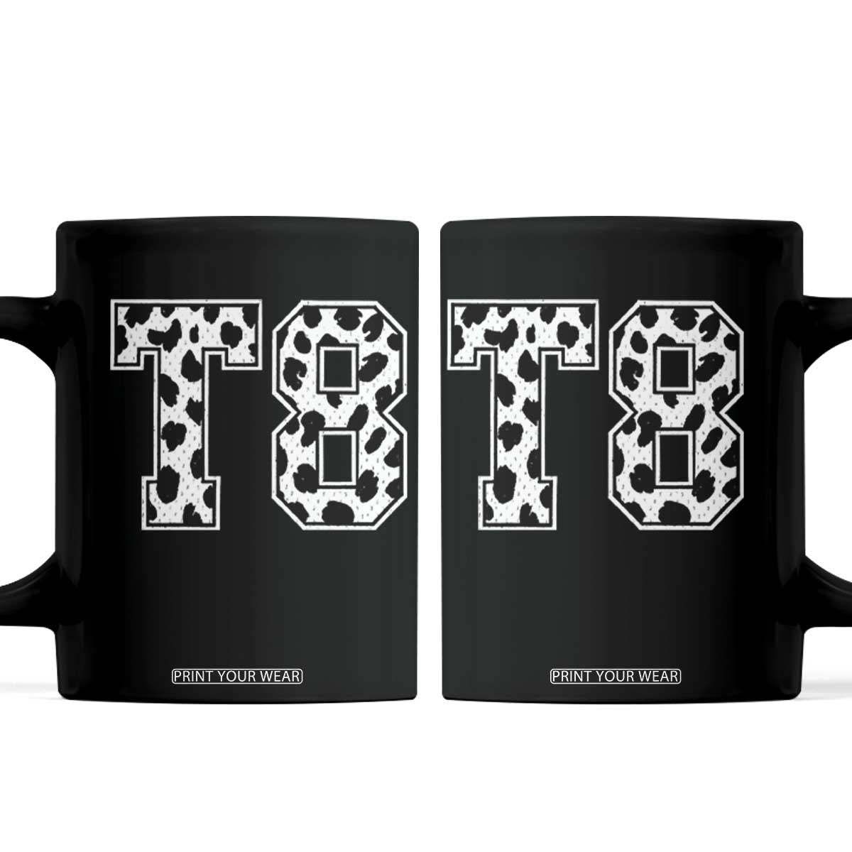 T8 Jersey Number Coffee Mug Y2k Leopard Number Concert Inspired Outfit Varsity Sports TS10 Black Print Your Wear