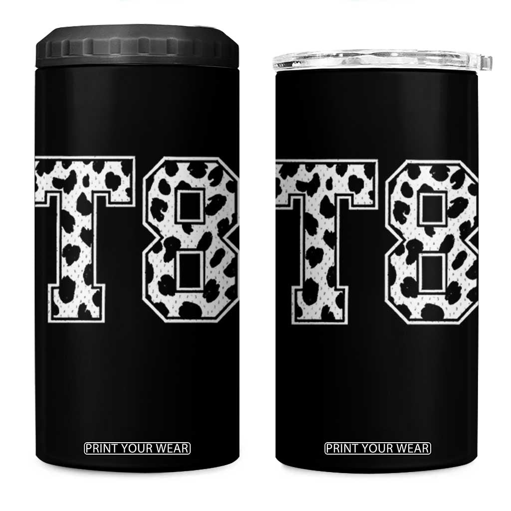 T8 Jersey Number 4 in 1 Can Cooler Tumbler Y2k Leopard Number Concert Inspired Outfit Varsity Sports TS10 One Size: 16 oz Black Print Your Wear