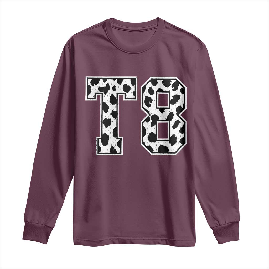 T8 Jersey Number Long Sleeve Shirt Y2k Leopard Number Concert Inspired Outfit Varsity Sports TS10 Maroon Print Your Wear
