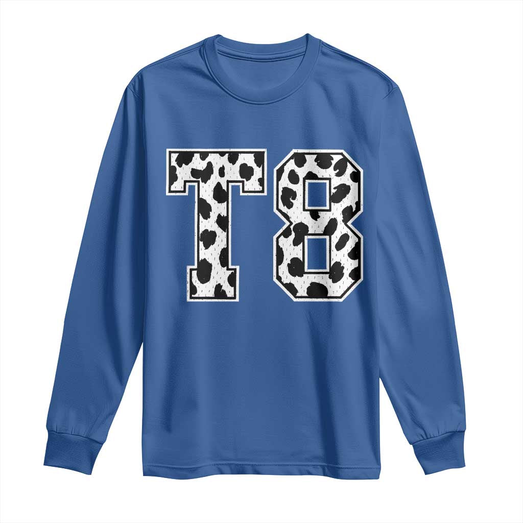 T8 Jersey Number Long Sleeve Shirt Y2k Leopard Number Concert Inspired Outfit Varsity Sports TS10 Royal Blue Print Your Wear