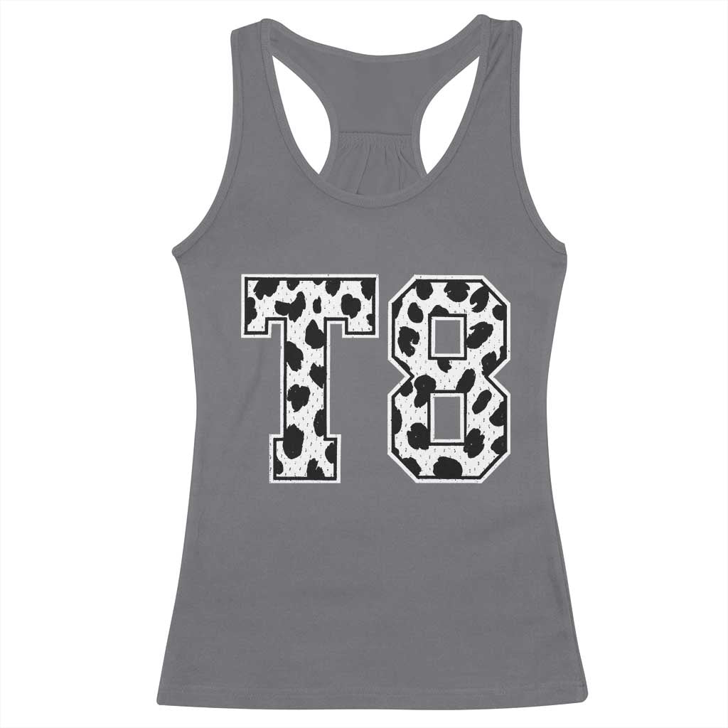T8 Jersey Number Racerback Tank Top Y2k Leopard Number Concert Inspired Outfit Varsity Sports TS10 Charcoal Print Your Wear