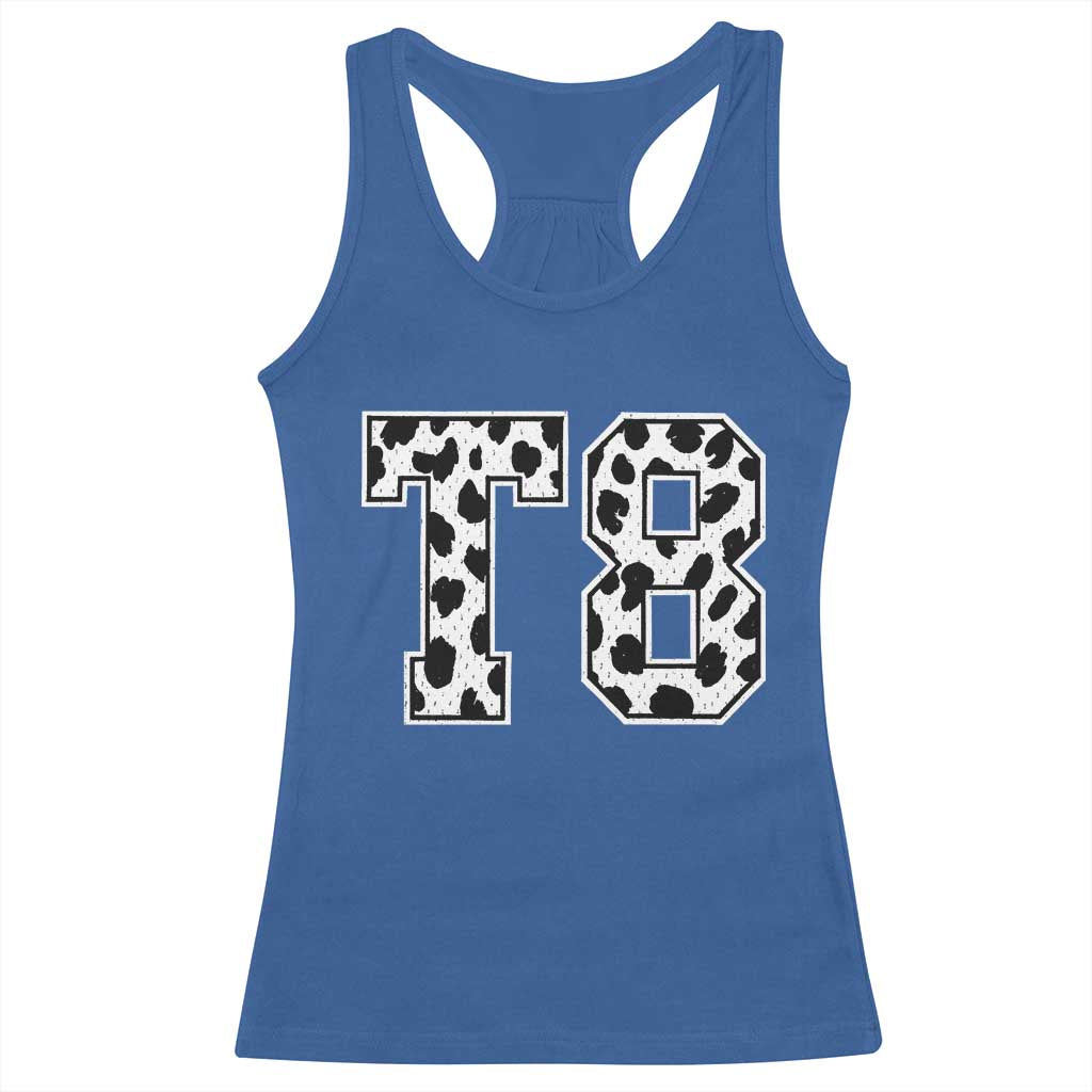 T8 Jersey Number Racerback Tank Top Y2k Leopard Number Concert Inspired Outfit Varsity Sports TS10 Royal Blue Print Your Wear
