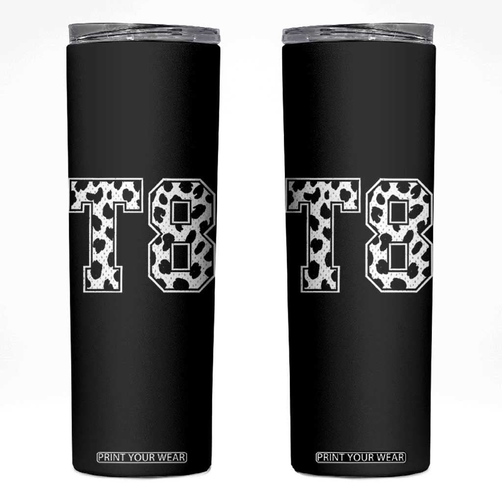 T8 Jersey Number Skinny Tumbler Y2k Leopard Number Concert Inspired Outfit Varsity Sports TS10 Black Print Your Wear