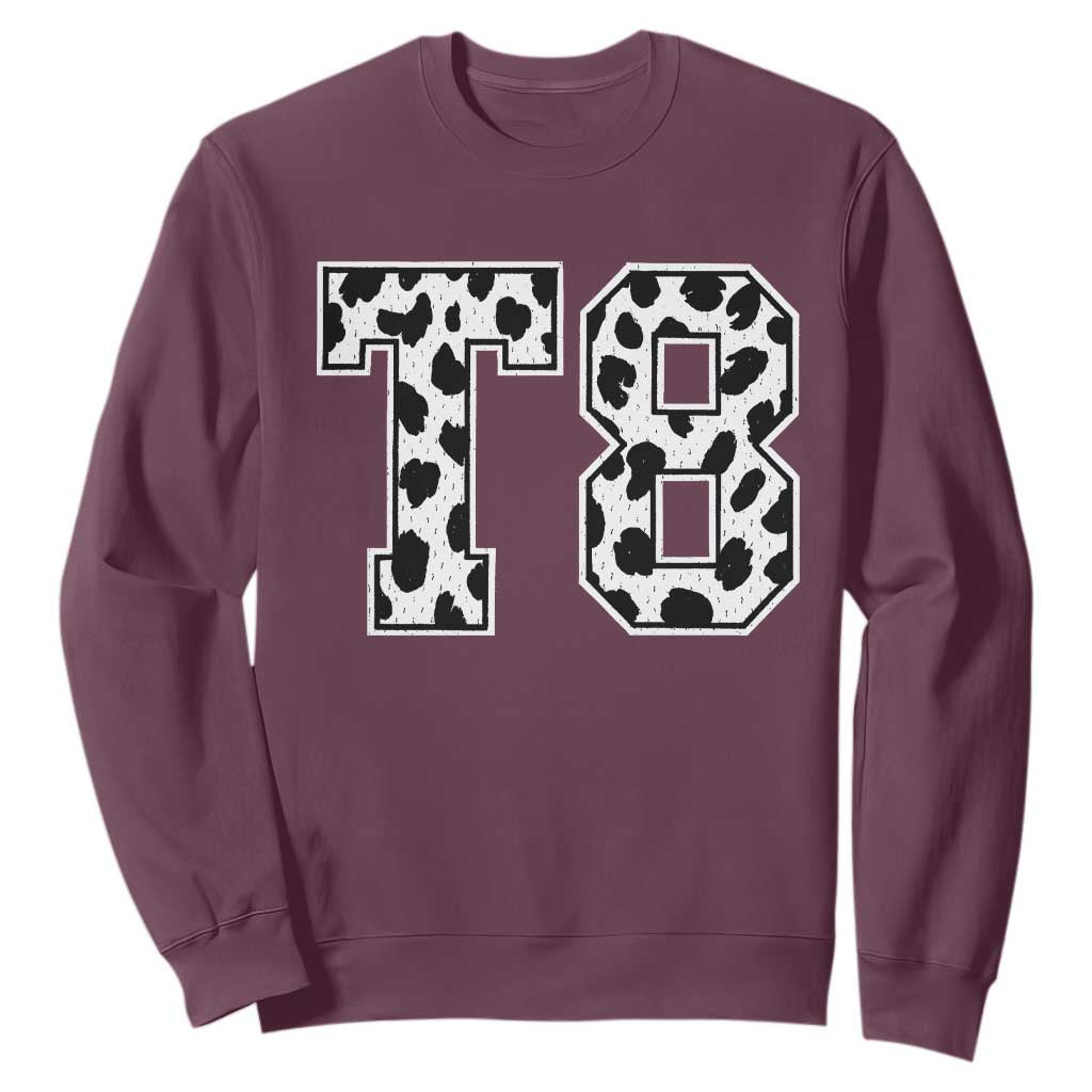 T8 Jersey Number Sweatshirt Y2k Leopard Number Concert Inspired Outfit Varsity Sports TS10 Maroon Print Your Wear