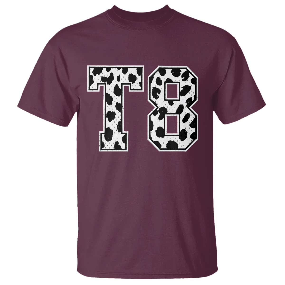 T8 Jersey Number T Shirt Y2k Leopard Number Concert Inspired Outfit Varsity Sports TS10 Maroon Print Your Wear