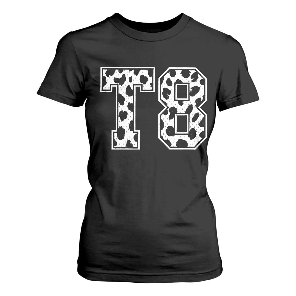 T8 Jersey Number T Shirt For Women Y2k Leopard Number Concert Inspired Outfit Varsity Sports TS10 Black Print Your Wear