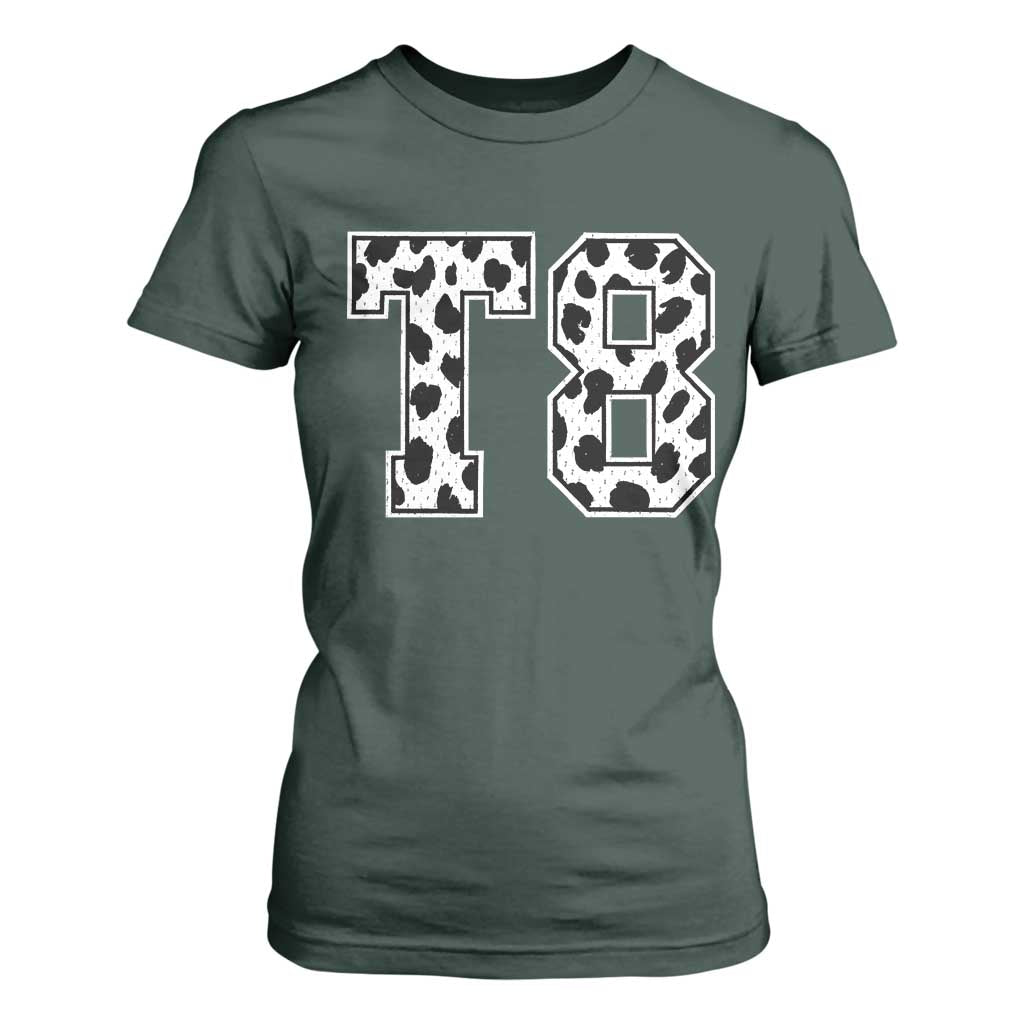 T8 Jersey Number T Shirt For Women Y2k Leopard Number Concert Inspired Outfit Varsity Sports TS10 Dark Forest Green Print Your Wear