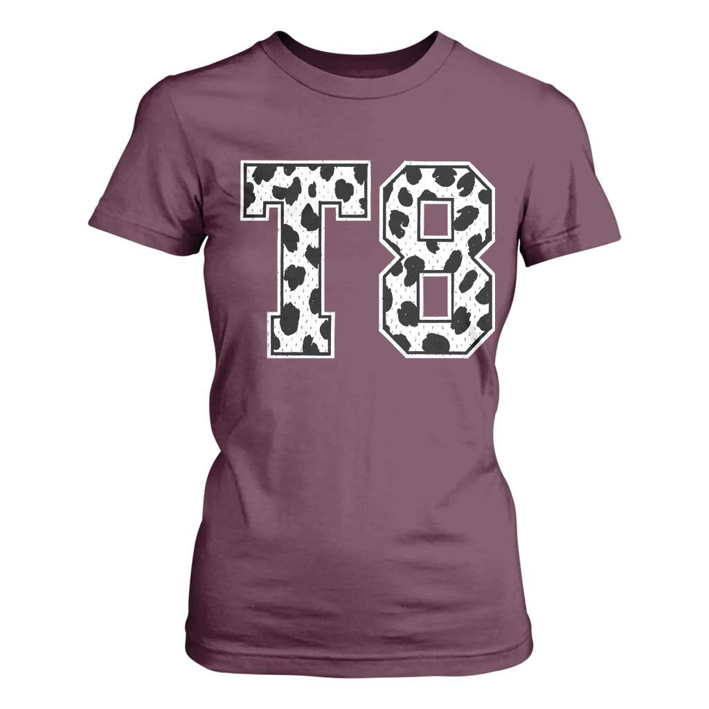 T8 Jersey Number T Shirt For Women Y2k Leopard Number Concert Inspired Outfit Varsity Sports TS10 Maroon Print Your Wear