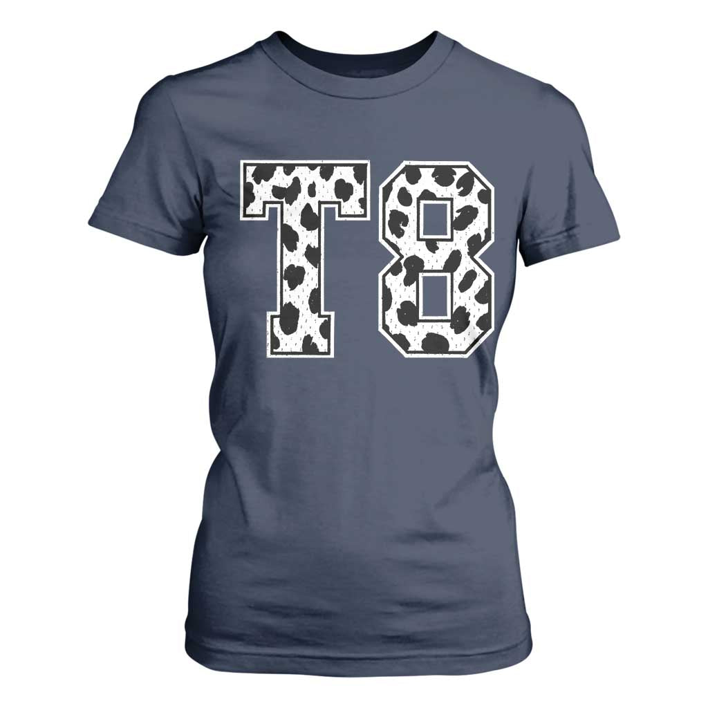 T8 Jersey Number T Shirt For Women Y2k Leopard Number Concert Inspired Outfit Varsity Sports TS10 Navy Print Your Wear