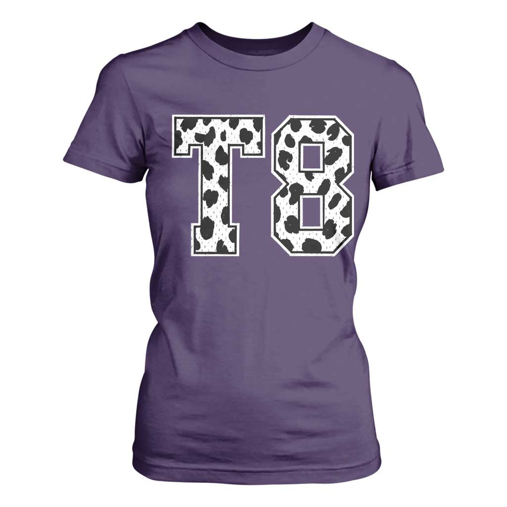 T8 Jersey Number T Shirt For Women Y2k Leopard Number Concert Inspired Outfit Varsity Sports TS10 Purple Print Your Wear