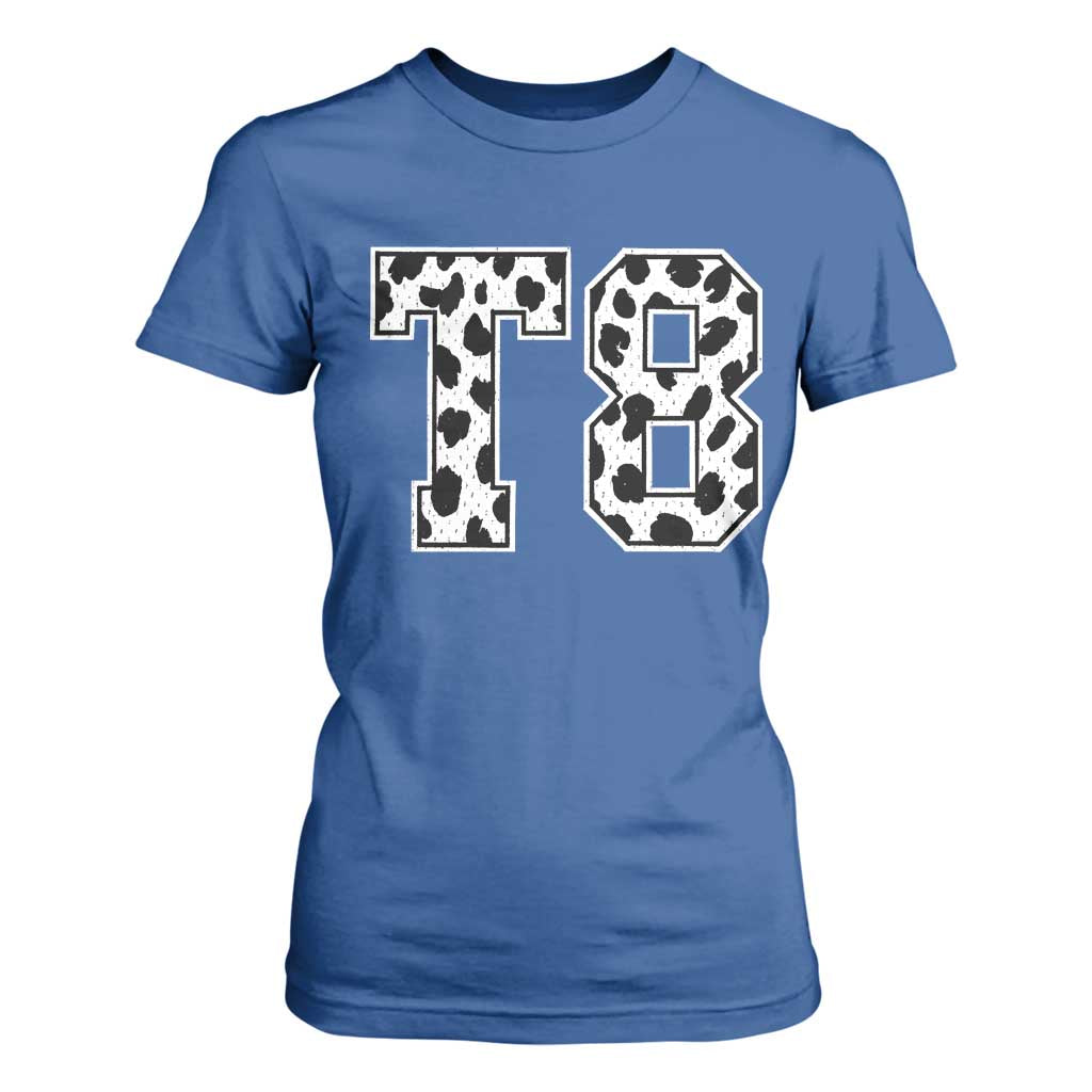 T8 Jersey Number T Shirt For Women Y2k Leopard Number Concert Inspired Outfit Varsity Sports TS10 Royal Blue Print Your Wear