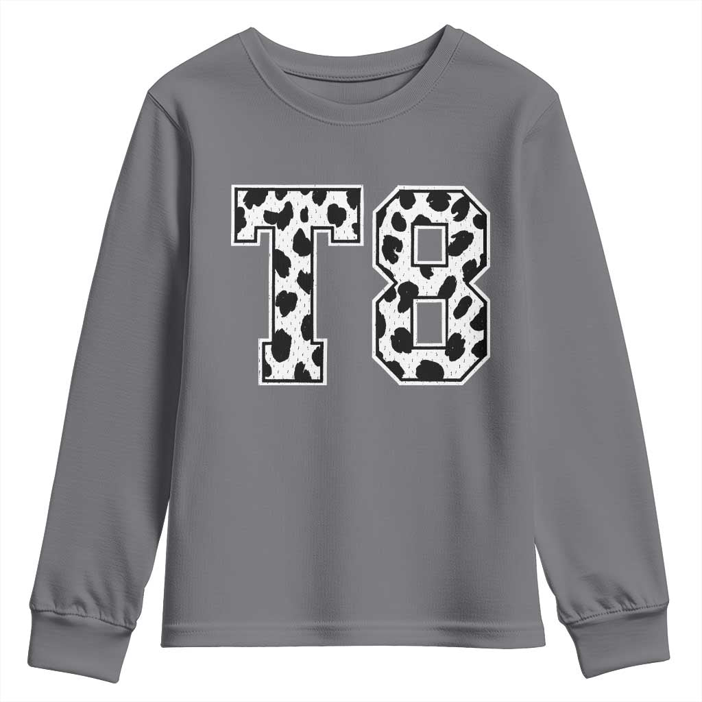 T8 Jersey Number Youth Sweatshirt Y2k Leopard Number Concert Inspired Outfit Varsity Sports TS10 Charcoal Print Your Wear
