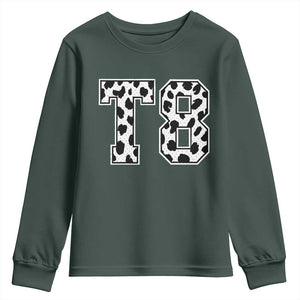 T8 Jersey Number Youth Sweatshirt Y2k Leopard Number Concert Inspired Outfit Varsity Sports TS10 Dark Forest Green Print Your Wear