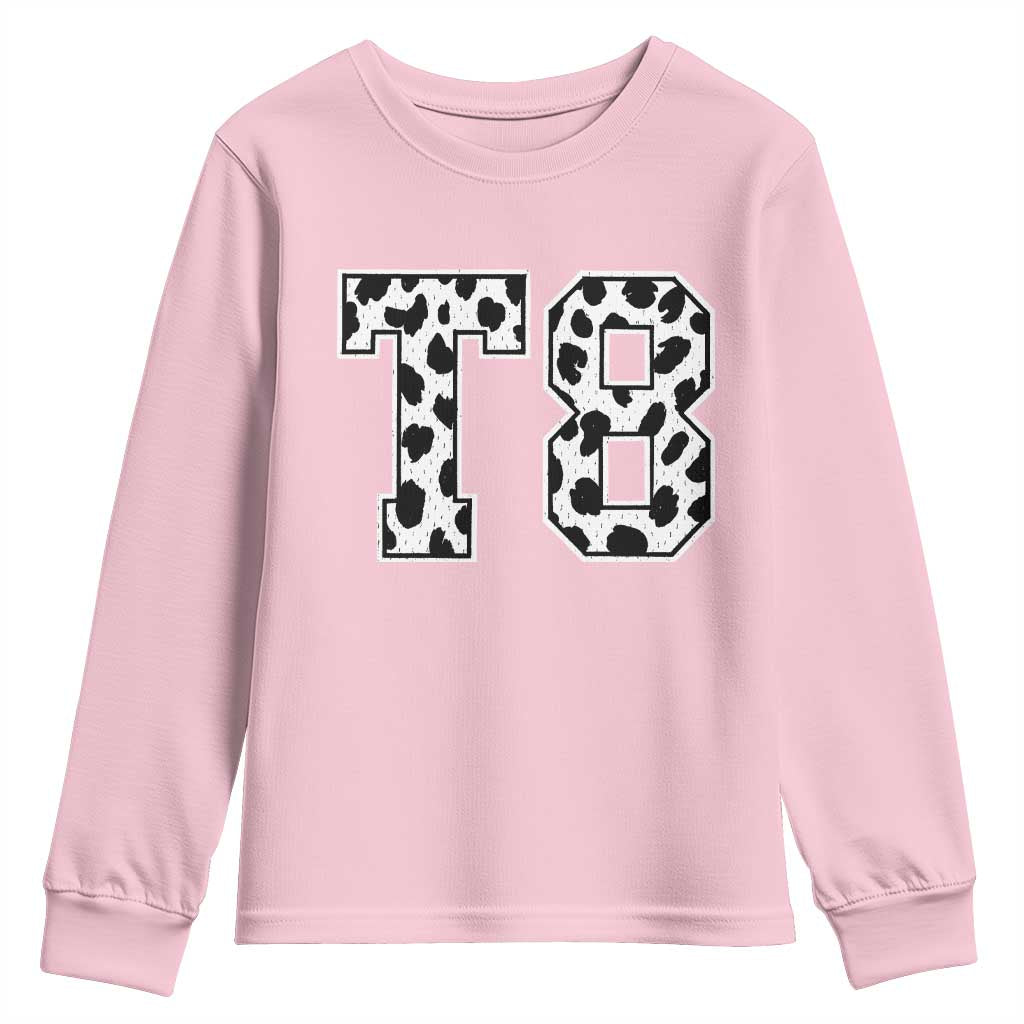 T8 Jersey Number Youth Sweatshirt Y2k Leopard Number Concert Inspired Outfit Varsity Sports TS10 Light Pink Print Your Wear