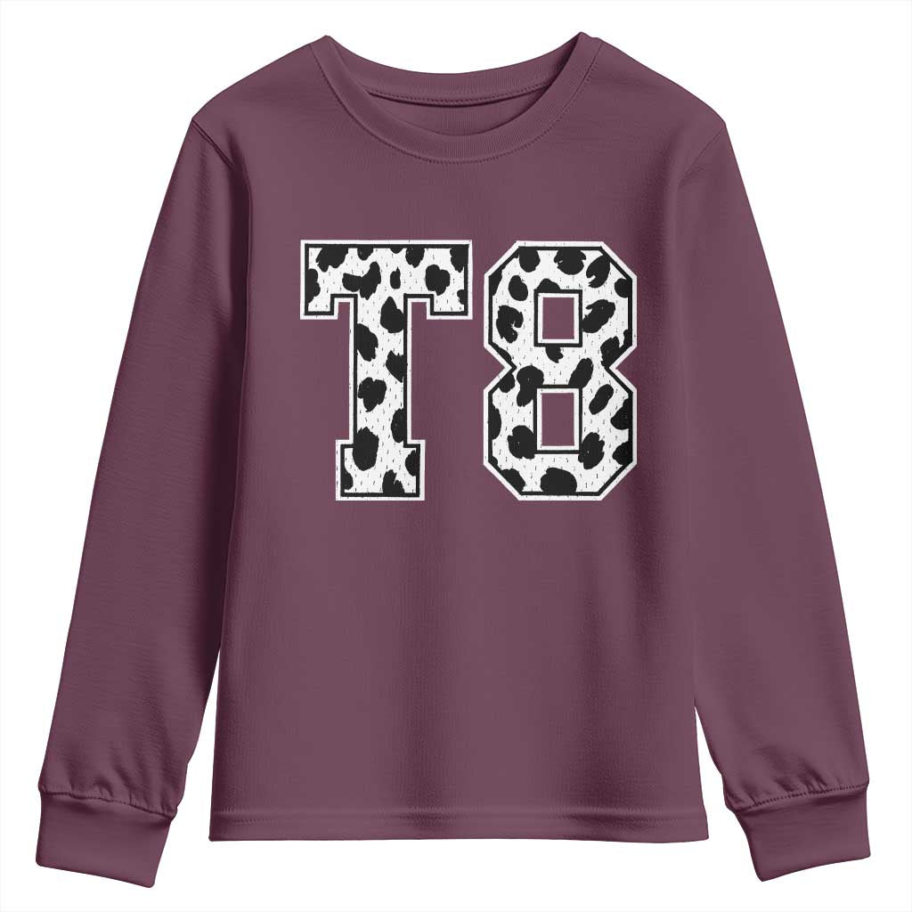 T8 Jersey Number Youth Sweatshirt Y2k Leopard Number Concert Inspired Outfit Varsity Sports TS10 Maroon Print Your Wear
