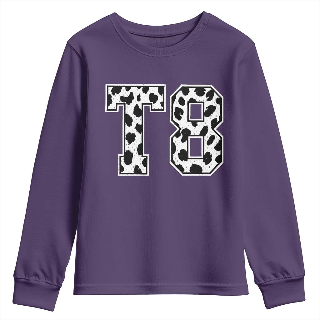 T8 Jersey Number Youth Sweatshirt Y2k Leopard Number Concert Inspired Outfit Varsity Sports TS10 Purple Print Your Wear