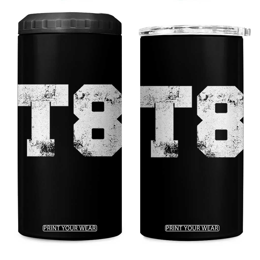 T8 Jersey 4 in 1 Can Cooler Tumbler Concert Inspired Outfit Varsity Sports TS10 One Size: 16 oz Black Print Your Wear