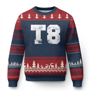 T8 Jersey Ugly Christmas Sweater Concert Inspired Outfit Varsity Sports TS10 Navy Red Print Your Wear