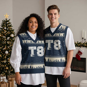 T8 Jersey V-Neck Knit Sweater Vest Concert Inspired Outfit Varsity Sports TS10 Navy Beige Print Your Wear