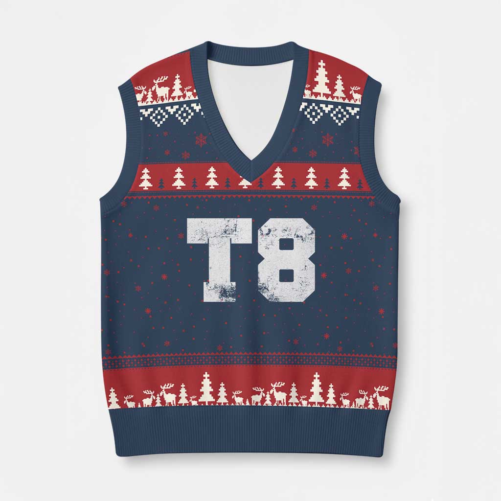 T8 Jersey V-Neck Knit Sweater Vest Concert Inspired Outfit Varsity Sports TS10 Navy Red Print Your Wear